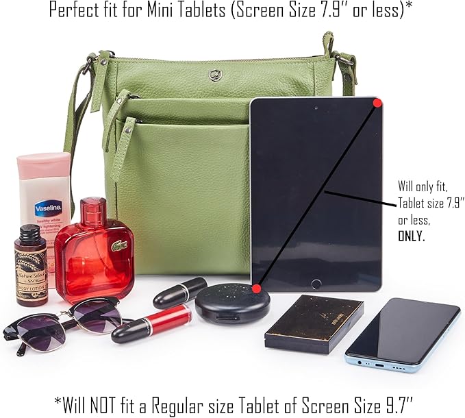 Small Soft Genuine Leather Crossbody Purse Women’s Sling Crossover Shoulder Travel Handbag with Triple Zipper