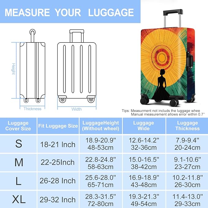 Luggage Cover Washable Suitcase Protector Anti-scratch Suitcase cover Fits 20-34 Inch Luggage (Girl-2, S(20-22inch suitcase))