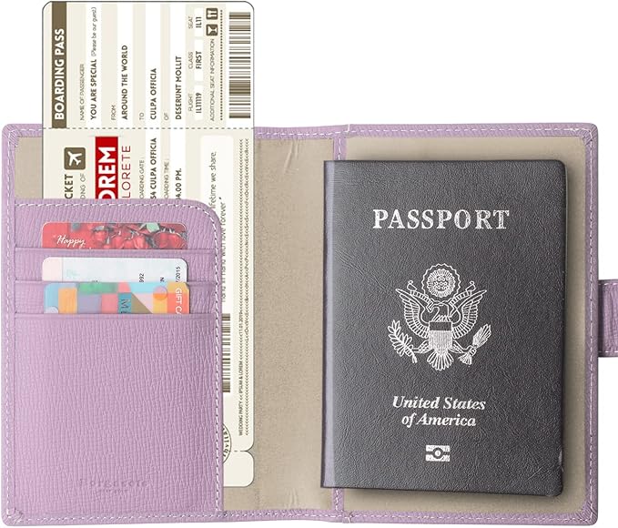 Genuine Leather Passport Case, RFID Passport Cover with Credit Card Holder for Women and Men Family ID Travel