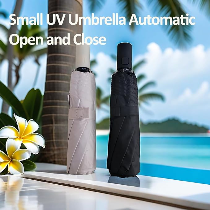 BAODINI Small UV Protection Travel Umbrella Compact for Rain and Sun UPF 50+ 41 inch Portable Umbrella for Women and Men