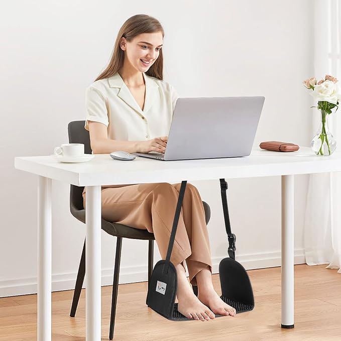 CERBONNY Airplane Foot Rest - Portable and Adjustable Foot Hammock, Travel Flight Essential for Relaxing Your Feet During Journeys (Non-Slip)