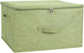ANMINY Storage Bins with Zipper Lids 51.9 Qt Lidded Fabric Storage Boxes Baskets Cubes with Handles Collapsible Washable Cotton Linen Closet Shelf Clothes Organizer - Green, Extra Large