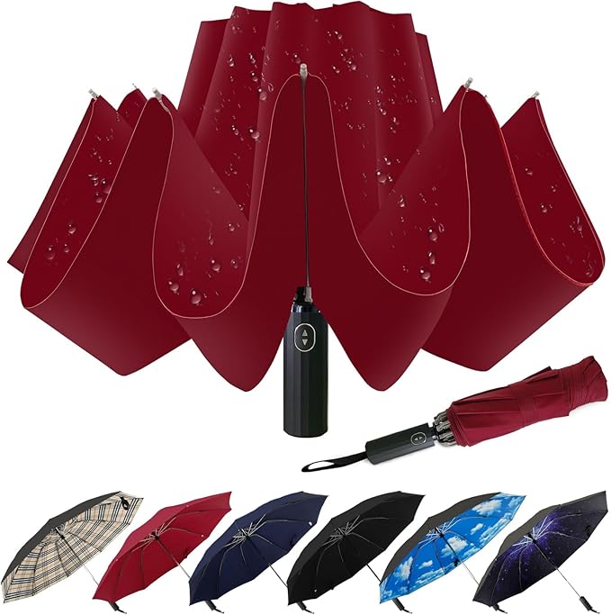 LLanxiry Compact Travel Umbrella, Mini Windproof Umbrellas for Rain & Sun, Small Lightweight Outdoor UV Umbrella, Portable Folding Umbrellas for Travel