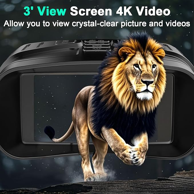 Night Vision Goggles, 4K Night Vision Binoculars with 58MP Full Color & AI Image Processing, 5000mAh Rechargeable Battery, 64GB Card, IP66 Waterproof, Tactical LED Light for Hunting Camping Security