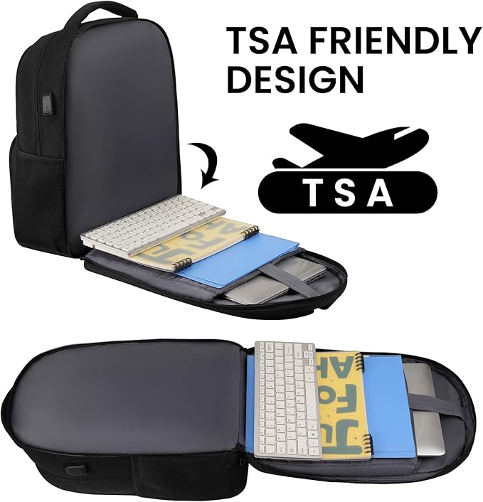 Backpack for Men and Women, School Backpacks for Teen Boys Water Resistant TSA Travel Backpack with USB Charging Port, Business Anti Theft Sturdy Computer Bag Gifts Fits 15.6 Inch Laptop,Black