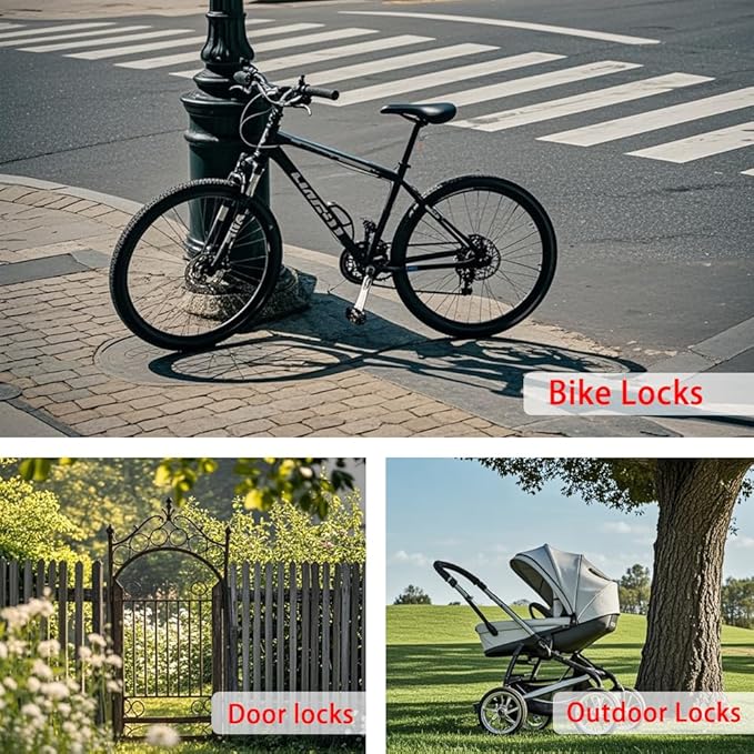 3.3mm (1/8 Inch) Outdoor Travel Stainless Steel Security Cable-6ft Luggage Lock Safety Wire Flexible Steel Wire Rope with Double Loop Safety for Luggage, Bike, Lock (Balck+Red, 6ft-(2Pack)