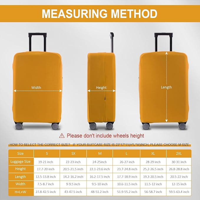 Travel Luggage Cover Suitcase Protector Scratch-Resistant Fit 19-31 Inch Suitcase, Not Included Suitcase (Yellow, L(26-27 inch))