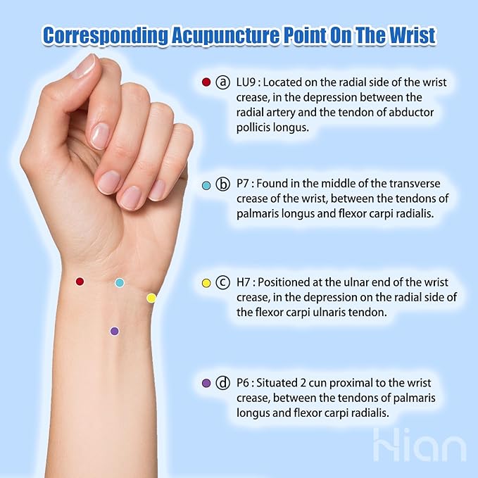 Hion Motion Sickness Bracelets Sea Sickness Wristbands for Motion Sickness/Morning Sickness/Pregnancy Nausea Anti Nausea Wristband Acupressure Nausea Bands Motion Sickness Bands（2Pairs-Black+Beryl）