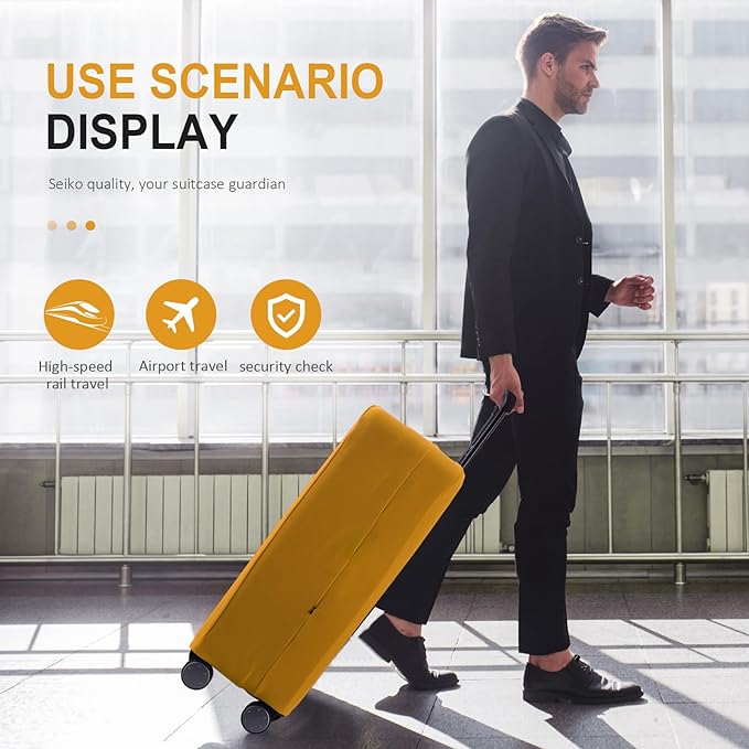 Travel Luggage Cover Suitcase Protector Scratch-Resistant Fit 19-31 Inch Suitcase, Not Included Suitcase (Yellow, S(19-21 inch))