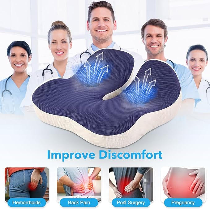 Seat Cushion,Office Chair Memory Cushion, Ergonomic Design, Relieve Sciatica and Long-Term Sitting Pain, Suitable for desks, Car Seats, Games, Wheelchairs