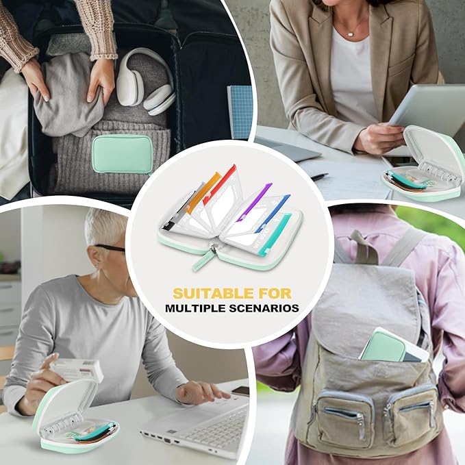 A7-L Water-Proof Pill Pouch Set， Large Pill Organizer, BPA Free, A7-L Pill Loose-Leaf Storage with Color-Coded Medicine Pouches, Reusable Travel Medicine Organizer， Zippered Pill Organizers Weekly
