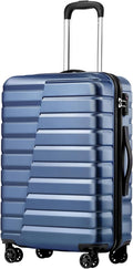 Coolife Medium Checked Luggage with Spinner Wheels Hardside Suitcase TSA Lock Telescopic Handle(Blue)