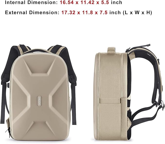 MOSISO Camera Backpack, DSLR/SLR/Mirrorless Photography Camera Bag 15-16 inch Waterproof Hardshell Case with Tripod Holder&Laptop Compartment Compatible with Canon/Nikon/Sony, Camel