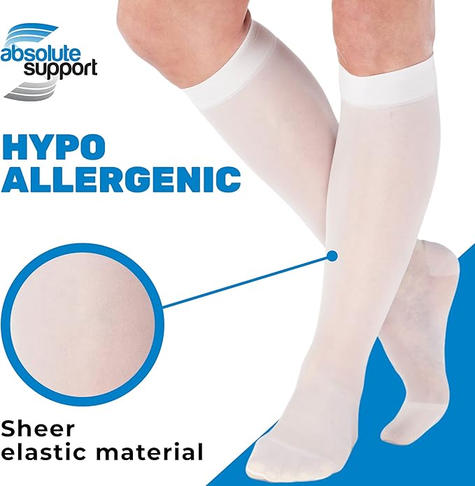 (3 Pairs - Closed Toe) Made in USA - Sheer Compression Stockings for Women 15-20mmHg - Womens Compression Socks for Circulation during Travel, Airplane, Sport, Athletic - White, X-Large - A101WH4-3