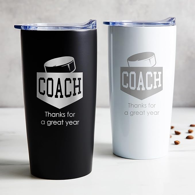 Lifetime Creations Engraved Hockey Coach Tumbler: Hockey Coaches Gifts, Hockey Coach Thank You Gift Ideas, Appreciation Gift, Insulated Stainless Steel (Matte Black, 20 Ounce Travel Mug)