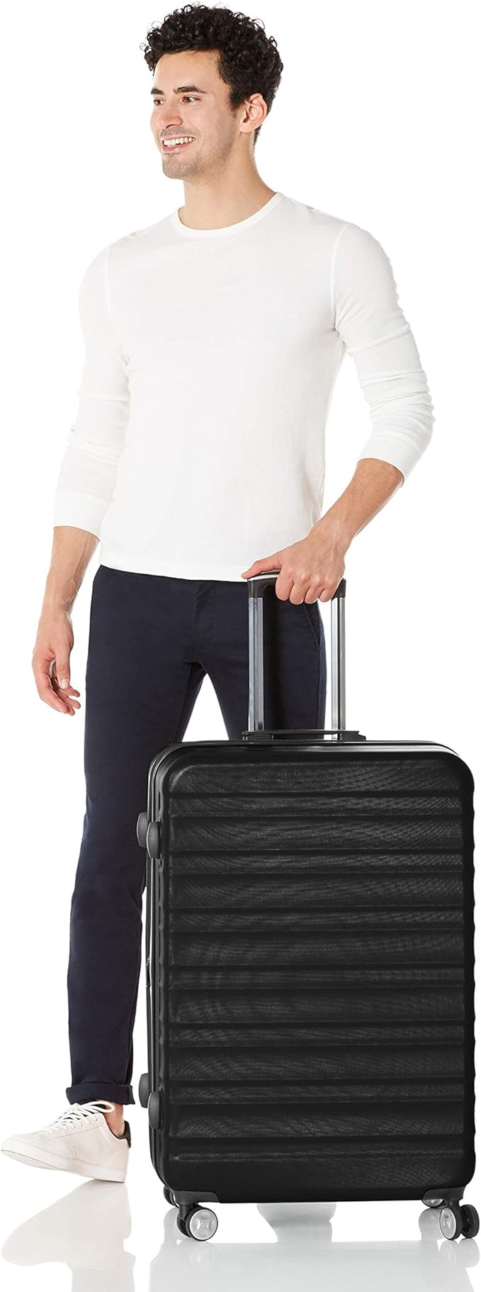 Amazon Basics 2 Piece Set (20", 28") With TSA Locks, Hardshell Suitcases With Four Multi-directional Wheels, Expandable For Up to 25% More Space, With Scratch-Resistant Surface, Black