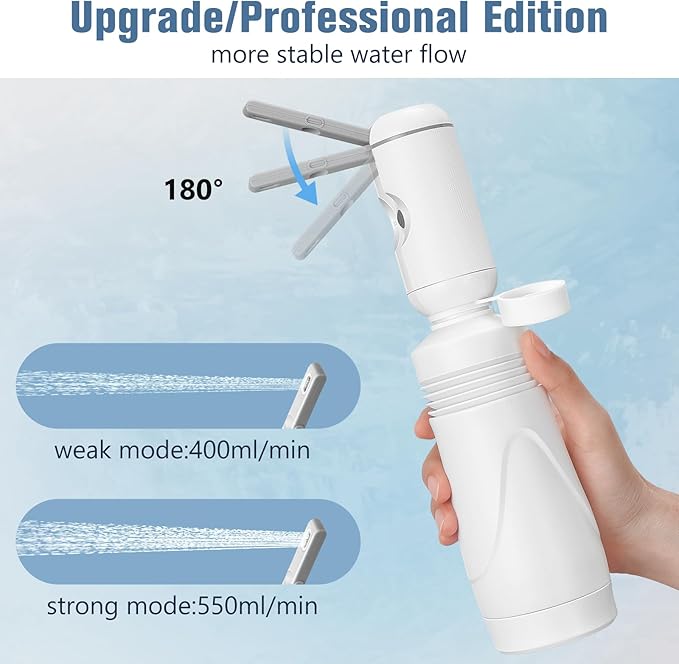 Upgrade SPACEREST Portable Bidet for Travel, No Noise & Waterproof Handheld Sprayer with 550ml Bottle, Rechargeable Electric Portable Bidet for Women & Men, Personal Hygiene & Postpartum Care