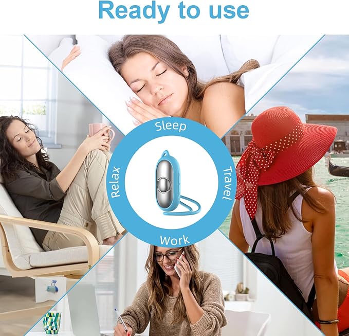 Sleep Aid Device, Micro-Current Sleep Instrument Anxiety Device, Portable Rechargeable Sleep Aid for Anxiety and Insomnia (Blue)