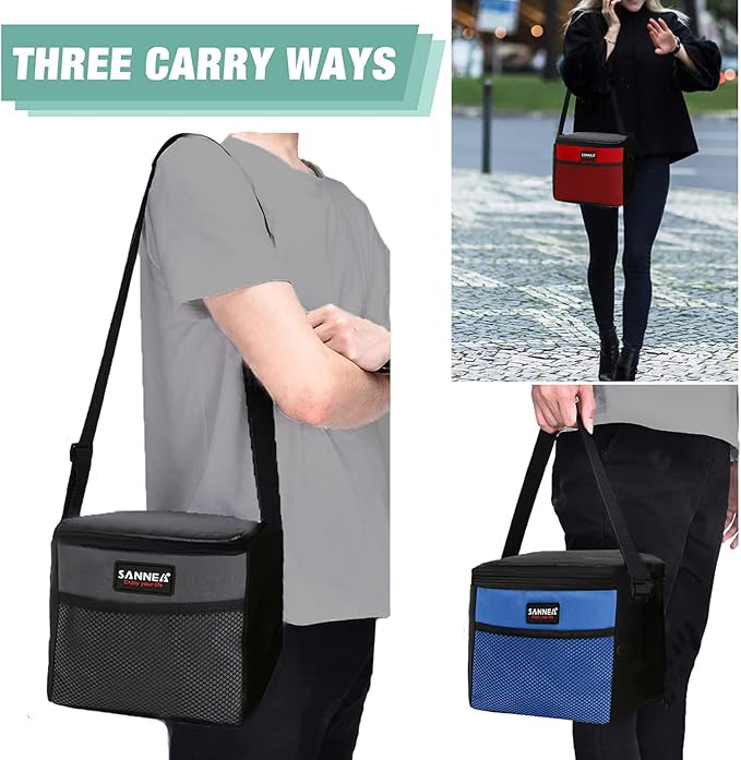 6 Can/5L Lunch Bag for Women Men Portable Lunch Box Small Cooler Bag Soft Collapsible Reusable Insulated Lunch Tote for Everyday Work Travel (Red)