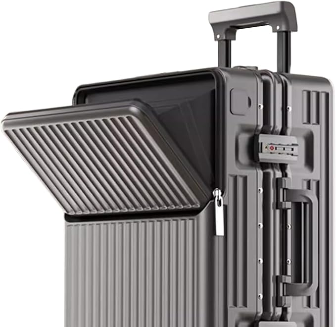 Hard Shell Luggage 24 Inch Travel Luggage, Carry-On Luggage Spinner TSA with Lid, ABS Aluminum Frame，Lightweight Travel Luggage 20'' 24'' 26''Carry-On (upgraded grey, 24 inch)