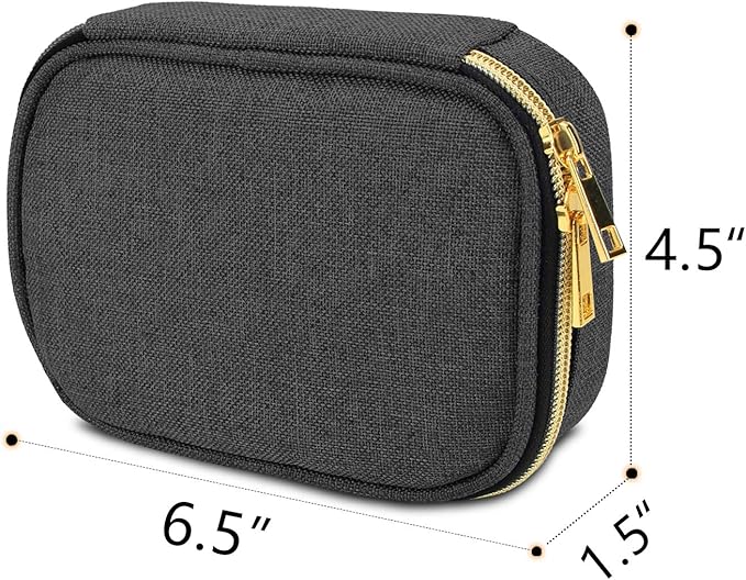 Teamoy Small Jewelry Travel Case, Portable Jewelry Organizer Bag for Earrings, Necklace, Rings and More, Small, Black-(Bag Only)