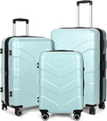 Luggage Sets 3 Piece with Spinner Wheel, Hardside Suitcase Set with TSA Lock, Expandable Lightweight Travel Luggage for Men and Women, Mint Green