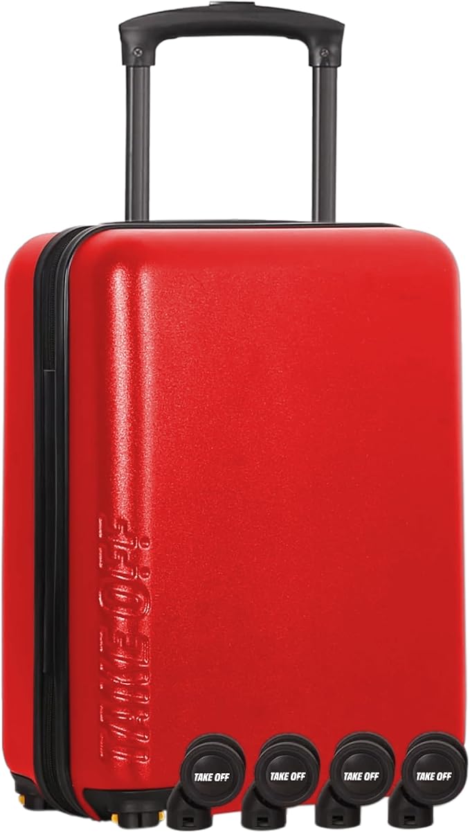 Take OFF Luggage Personal Item 3.0 – 18x14x8 Underseat Carry On with Removable Wheels – TSA Lock, Hardshell Suitcase – Fits Tight Airline Size Rules – No-Fee Lightweight Travel Bag