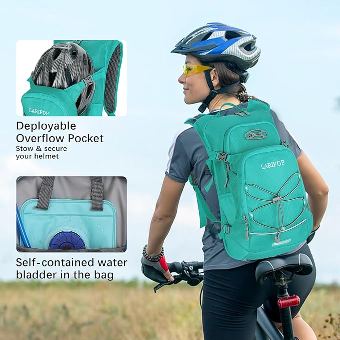 LARIPOP Hydration Backpack, 18L Hiking Backpack with 2L Water Bladder, Lightweight Water Pack for Cycling, Hiking, Biking