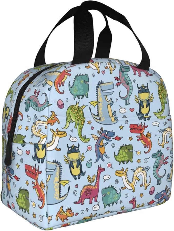 Cute Dragon Lunch Box Animal Lunch Bag Insulated Reusable Lunch Tote Bag Cooler Tote Bag for Men Women