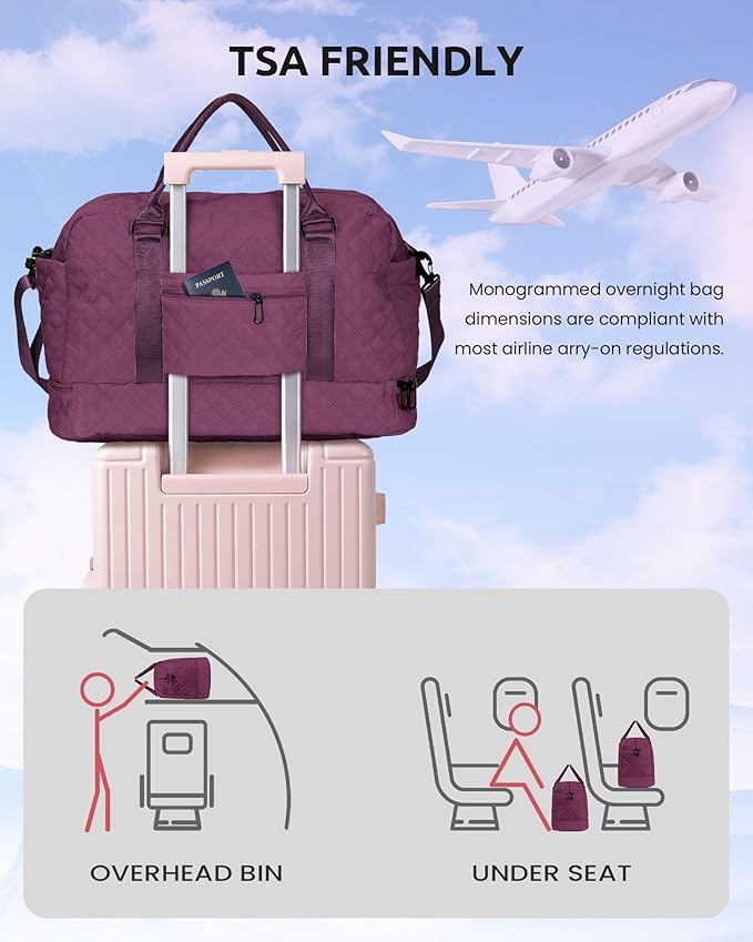 Granddaughter Gift from Grandmom, Teen Birthday Gift-Initial Travel Bag with Shoe Compartment, Weekender Bag, Monogram Overnight Bag for Women, Letter Travel Bag with Makeup Bag (Letter Q)