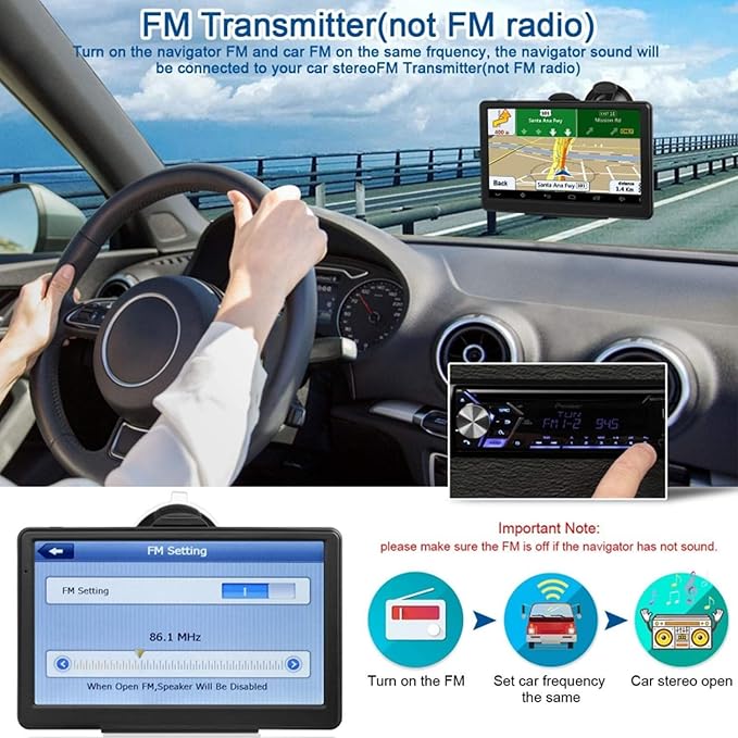 Car GPS Navigation, 2025 Map 7 inch Touch Screen Car GPS, Voice Turn Direction Guidance, Support Speed and Red Light Warning, Install The Latest Map of The United States (Free Update Lifetime Map)