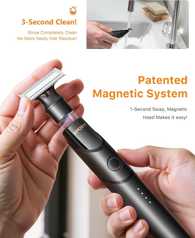 [2025 Upgraded] Body & Nose Hair Trimmer Kit, [All-in-One] Travel Beard Electric Shaver for Men, USB-C Fast Charging, Rechargeable Painless Razor Cordless Waterproof Wet/Dry, Black(Solo)