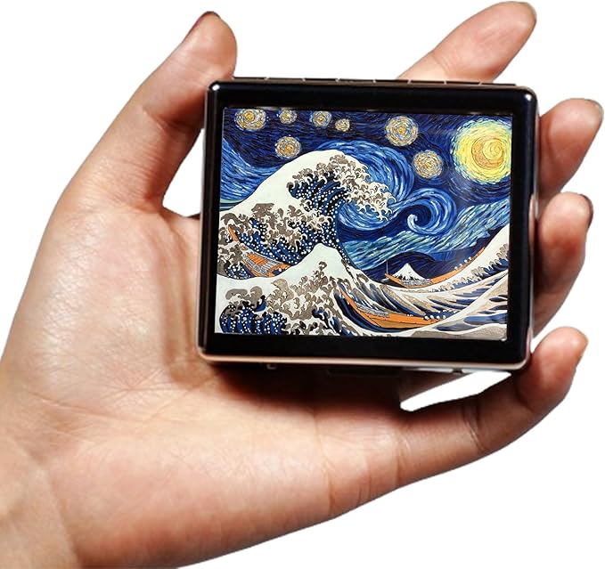 Silver Vintage Pill Box 7 Day Metal Pill Box with Mirror and 8 Compartments Cute Travel Pill Organizer for Purse (The Great Starry Wave)