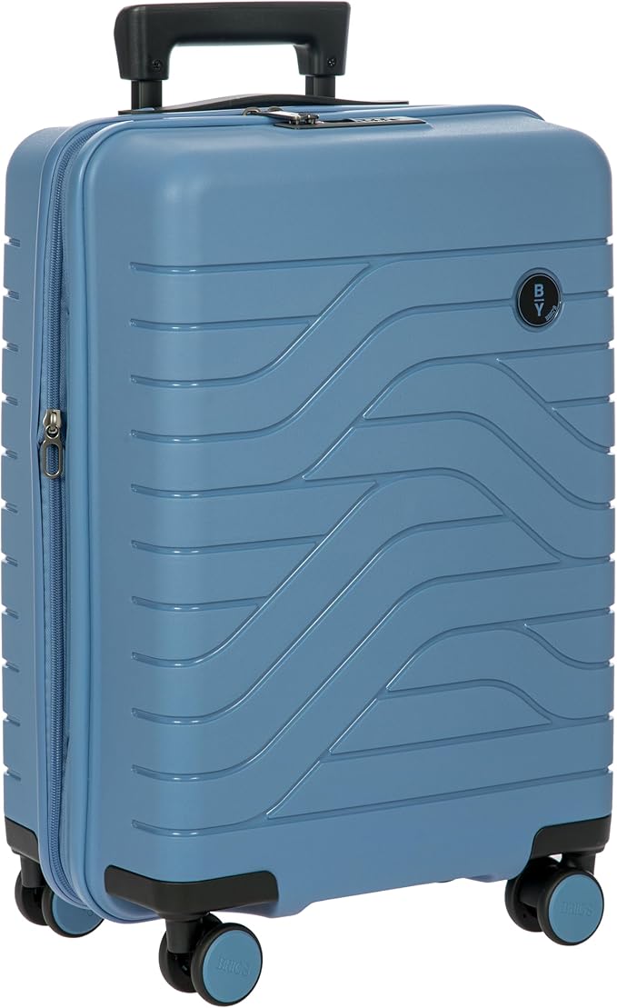 Bric's B|Y Ulisse Spinner Suitcase - 21" Inch Carry-On Luggage - Hard Exterior and TSA-Approved Lock - Grey Blue