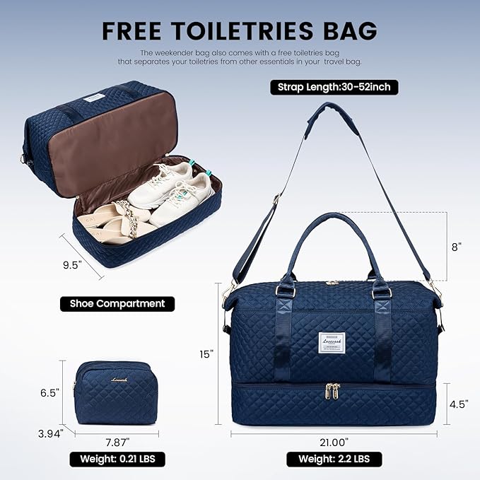 LOVEVOOK Travel Duffle Bag,Weekender Bags for Women with Shoe Compartment，Carry on Overnight Bag with Toiletry Bag,Gym Duffel Bag with Wet Pocket, Hospital Bags for Labor and Delivery