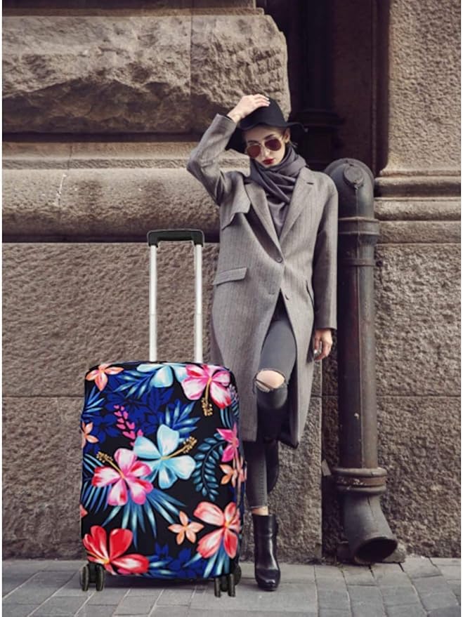 Suitcase Cover, Carry on Luggage Cover Protector - Travel Elastic Spandex Luggage Covers Fits 22 to 24 Inch Flower