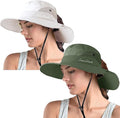 ZOORON Women's Ponytail Safari Sun Hat,Wide Brim UV Protection Outdoor Bucket Hat,Foldable Beach Summer Fishing Hat