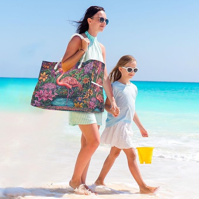 senya Large Beach Bags Totes Canvas Tote Shoulder Bag Soft Wave Water Resistant Bags for Gym Travel Daily Ocean
