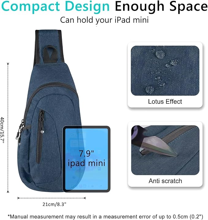 TITECOUGO Small Sling Bag, Lightweight Crossbody Backpack for Men Women, Shoulder Bag for Sports and Outdoor