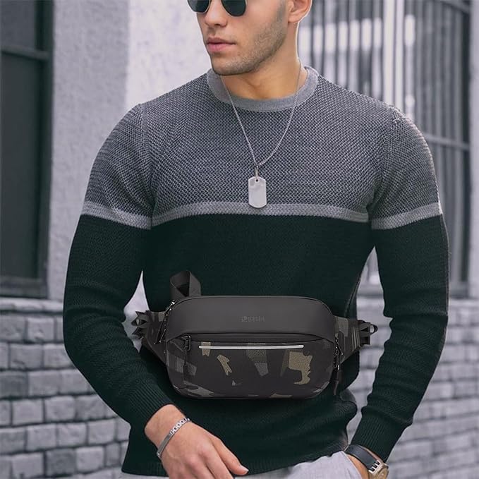 Crossbody Fanny Pack Belt Bag for Women & Men with Multi-Pockets, Waterproof Sling Bag for Travel, Running, Hiking, Cycling, Fashion Waist Bag Fits All Phones, Perfect Running Bag