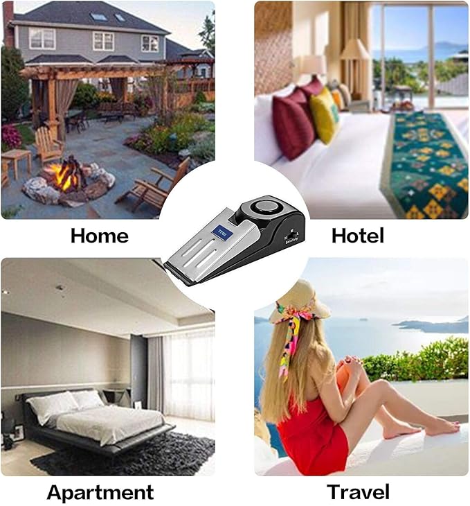 ZZRUI Upgraded 2 in 1 Portable Door Stopper Floor Wedge Security Alarm Loud 120db Entrance Alert Door Stop Alarm for Travel Home Apartment House (3 Packs)