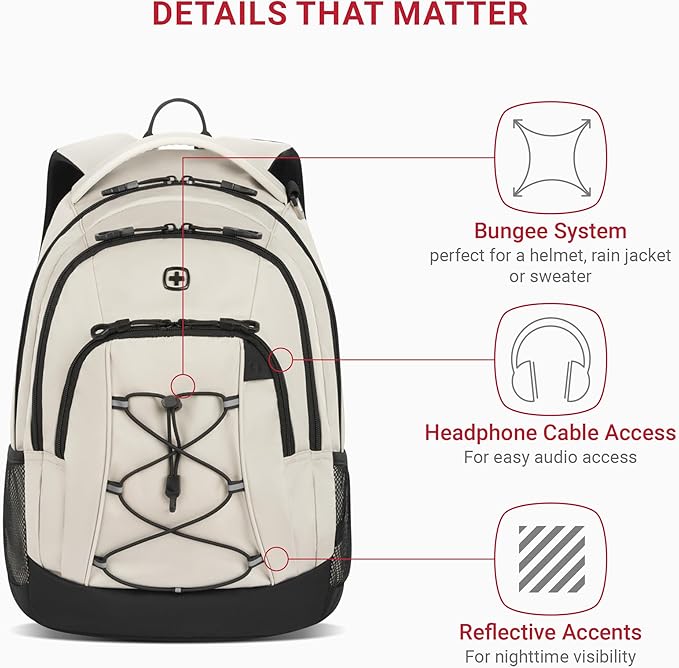 SwissGear 1186 Bungee Backpack, Black/Gold, 17-Inch