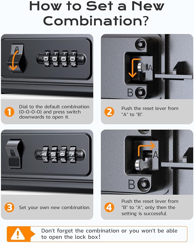 Portable Travel Safe Lock Box Waterproof & Durable, 4-Digit Combination Anti-Theft Personal Beach Safe with Removable Steel Cable, Small Security Case Lock Box for Beach/Travel/Hotel/Dorm