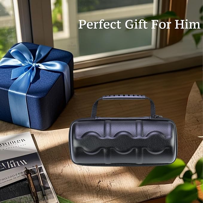 Juntan 3 Slots Hard Watch Travel Case, Portable PU Leather Zipper Storage Organizer Box for Men Women with Soft Compressible Foam Pillow Black