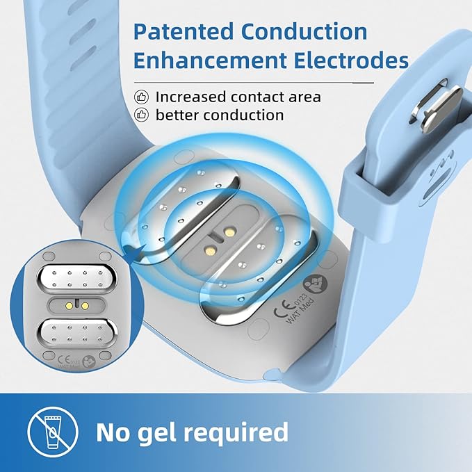 EmeTerm Fashion Anti-Nausea Wristband Relieve Morning Motion Travel Sickness Rechargeable Drug Free Bands Without Side Effects - Extra 2pack Conductive Gel (Blue - Extra 2pack Conductive Gel)