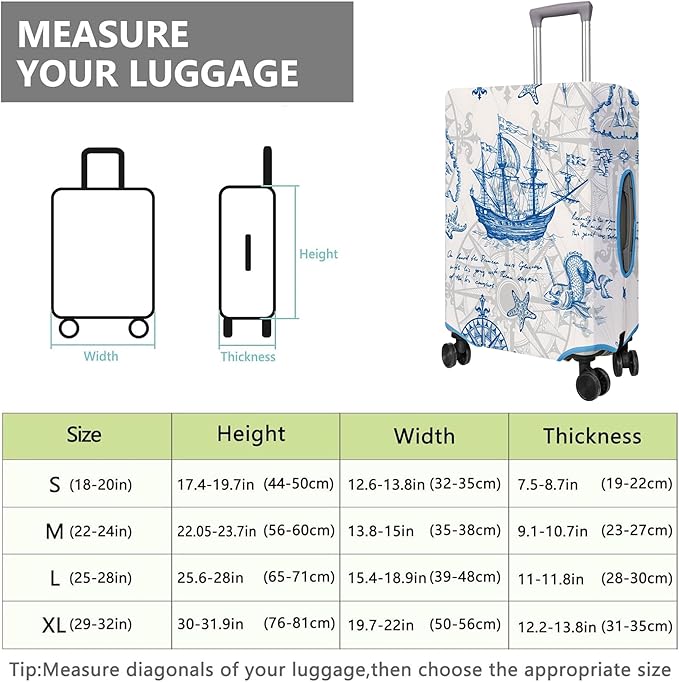 Travel Luggage Cover Suitcase Protector Fits 18-32 Inch Wheel Covers PatternedTravel Related Items Flower Luggage Protector Elastic L