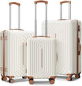 Luggage Sets 3 Piece Hardside Suitcase with Double Spinner Wheels Durable Lightweight Shell with Tsa Lock (20/24/28in) White