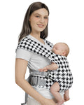 Newborn Carrier, Cozy Baby Carrier, Ergonomic Cross-Back Wrap, Hands-Free with Supportive Comfort, Tweed Black & White