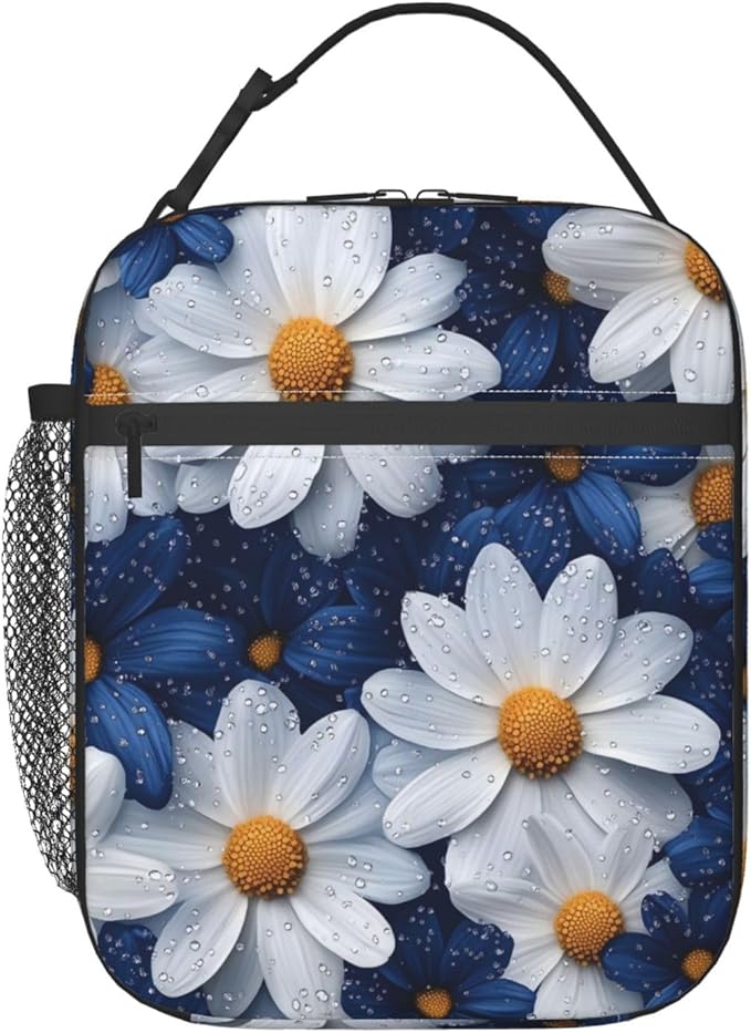 Daisy Insulated Lunch Box for Women Men Daisy Lunch Bag for Travel,or Fishing Polyester Daisy Lunch Box