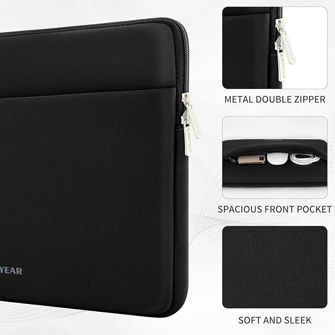 RAINYEAR Laptop Sleeve Case 11-13 Inch, Protective Portable Case with Front Pocket, Briefcase Computer Cover Laptop Bag Compatible with MacBook Air/Pro, HP, Dell, Lenovo, Acer, Black